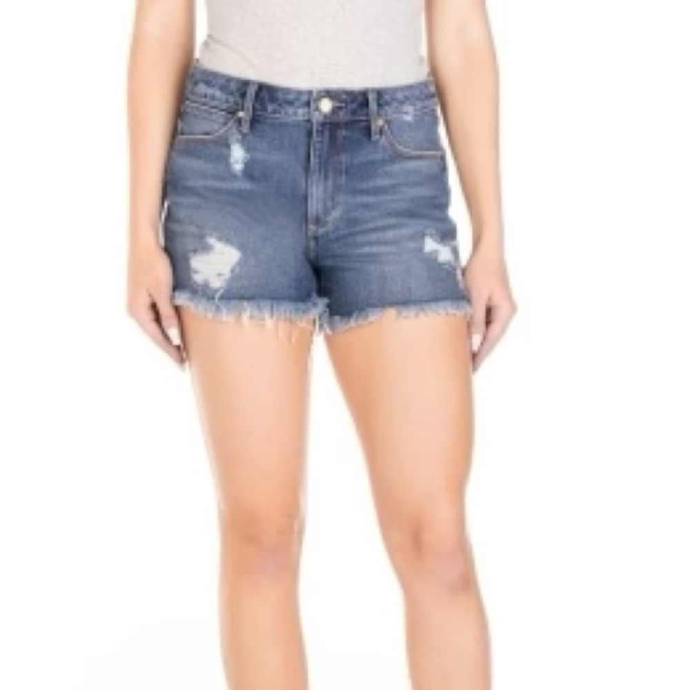 Articles of Society Women 29 Distressed Denim Shorts Medium Wash High Rise Blue
